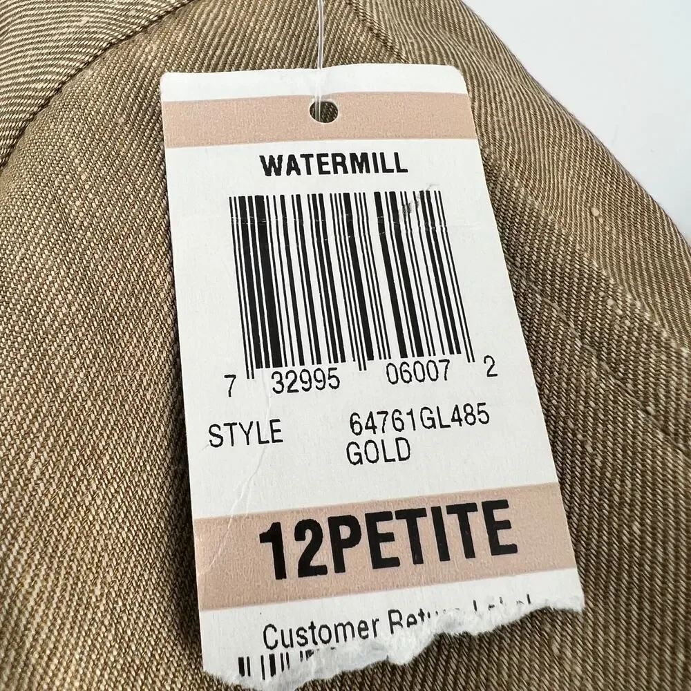INC International Watermill Linen Silk Trouser Pants Womens 12 Petite Brown Wide - Picture 8 of 12